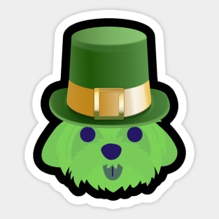 Maltese St Patrick's Day Funny Dog with St Patrick's Hat Sticker